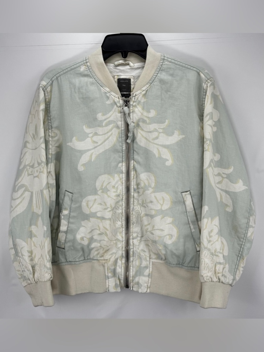 GAP Pale Blue Floral Linen Bomber Jacket
